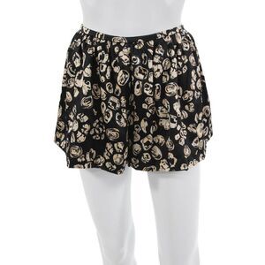 Thakoon Addition Unisex Black Graphic Print Silk Blend Shorts Size 6